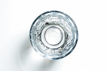 Wall Mural - A single glass filled with water placed on a clean and minimalist white background