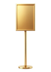 Poster - golden blank sign on pole, perfect for displaying customizable messages, with a sleek and elegant de