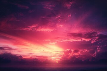 Wall Mural - Beautiful pink and purple sunset over the ocean with calm waves