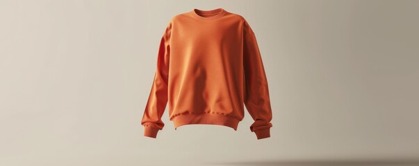 Sticker - A simple orange sweatshirt floats against a minimalist soft background. Free copy space for text.