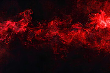 Abstract Red Smoke Swirls on Black Background