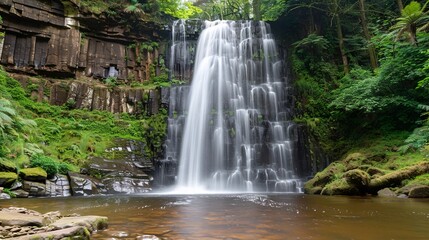 Wall Mural - hidden waterfall in the middle of the forest