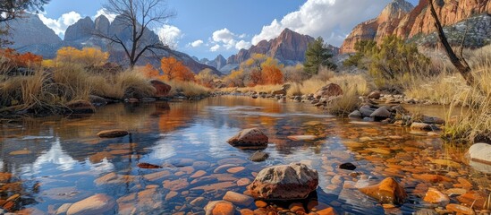 Poster - Autumn Reflections in a Mountain Stream