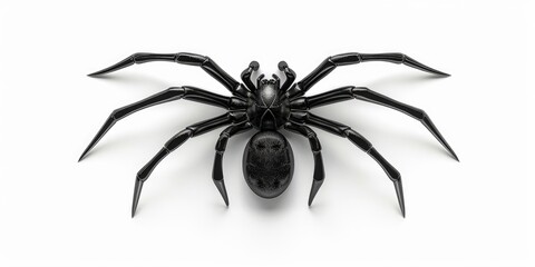 Wall Mural - A single black spider sits on a clean white background