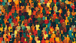 © javu - Colorful abstract crowd with diverse figures and vibrant hues.