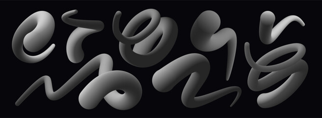 Wavy curly shape with colorful gradient. Modern 3d figure. Vector illustration.
