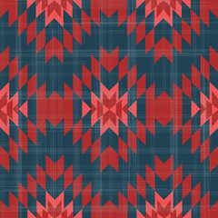 Wall Mural - Navajo tribal vector seamless pattern. Native American ornament. Ethnic South Western decor style. Boho geometric ornament. Vector seamless pattern. Mexican blanket, rug. Woven carpet illustration