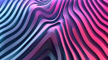 Abstract wavy lines in neon colors, digital art. Futuristic and vibrant design concept