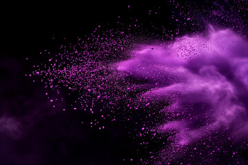 Wall Mural - abstract purple powder splash on black background