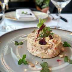 Wall Mural - Elegant Crab Salad Appetizer on Grey Plate