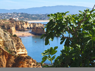 Beautiful nature on the ponta da Piedade hike starting at beach praia de dona ana in Lagos on new wooden boardwalks