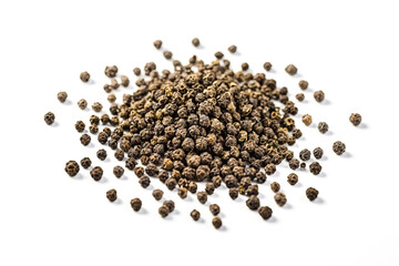 Canvas Print - Black Peppercorns on White Background