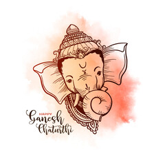 Wall Mural - Happy Ganesh Chaturthi Indian festival card with lord ganesha design