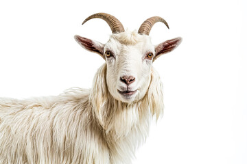 Wall Mural - Portrait of a Curious White Goat with Horns