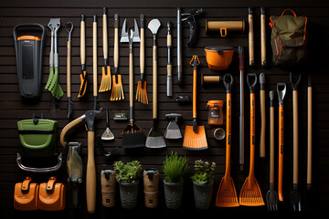 Garden Tool Set isolated on transparent background.