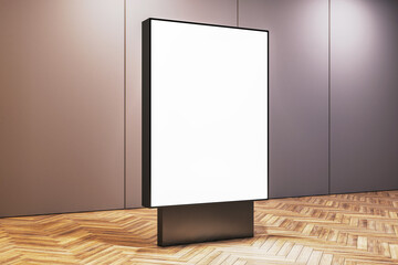 Poster - Blank white digital billboard mockup in modern interior. 3D Rendering