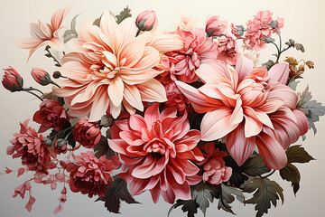 Floral Painting isolated on transparent background.