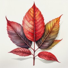 Wall Mural - isolated colorful fall autumn leaf watercolor painting