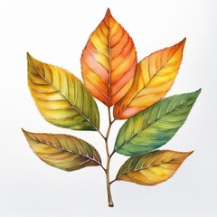 Wall Mural - isolated colorful fall autumn leaf watercolor painting
