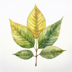 Wall Mural - isolated colorful fall autumn leaf watercolor painting