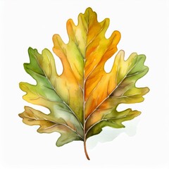 Wall Mural - isolated fall autumn oak tree leaf watercolor painting