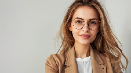 Poster - Young Woman in Glasses with a Warm Smile