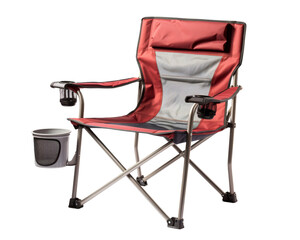 Comfortable foldable camping chair with cup holder. Ideal for outdoor activities like picnics, tailgating, or camping trips.