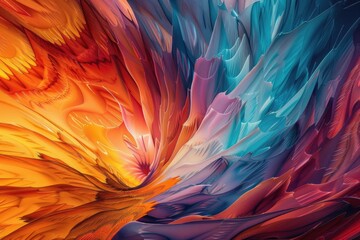 Wall Mural - A detailed view of a vibrant painting with swirling colors, great for artistic or design concepts