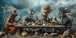© Lila Patel - The Unconventional Meeting: Quirky characters, gathered around a table made of driftwood and adorned with seashells