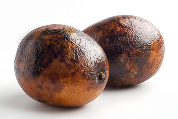 Whole Mamey sapote fruit on a white background