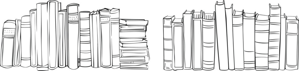 Aufkleber - A one-line continuous drawing of books open and closed. A bookstore and library in one line