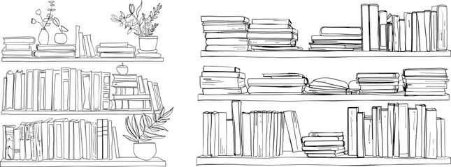 Aufkleber - This example shows several different sizes of books, angles of one line.