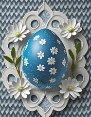 Sticker - easter egg with flowers