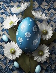 Sticker - easter egg with flowers