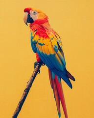 Poster - a colorful parrot perched on top of a tree branch