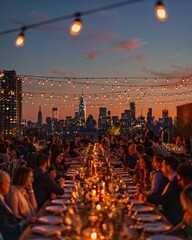 Wall Mural - a group of people sitting around a long table