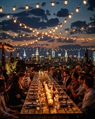 Wall Mural - a group of people sitting at a long table