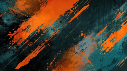 Wall Mural - Abstract orange, black and blue background with grunge brush strokes. textures for poster and web banner design, perfect for extreme, sportswear, racing, football, motocross	