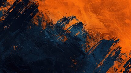 abstract orange, black and blue background with grunge brush strokes. textures for poster and web ba