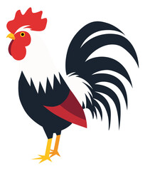 Wall Mural - Cock flat illustration. Chicken flat illustration. Minimalistic modern style.