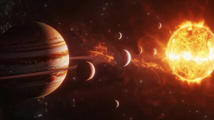 Wall Mural - solar system planets in deep space. backdrop of a solar system with planets and stars. beautiful bac
