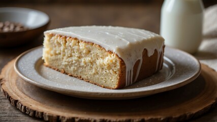 Wall Mural - an image of a single perfectly frosted coffee cake on background