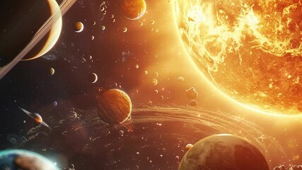 Wall Mural - solar system planets in deep space. backdrop of a solar system with planets and stars. beautiful bac