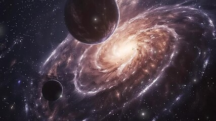 Wall Mural - spiral galaxy with planets and stars in deep space. solar system with nebulae and galaxy. science an