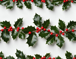 Holly sprigs on a light background.