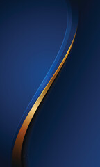 Elegant 3D blue gradient wallpaper with gold lines