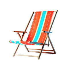 Colorful Striped Beach Chair Isolated Without Background.