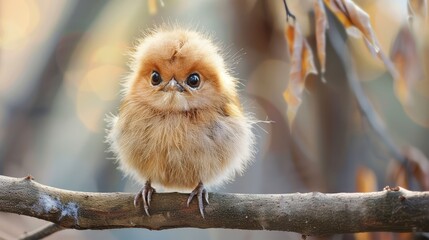 Sticker - baby bird on a branch