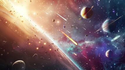 Wall Mural - solar system planets in deep space. backdrop of a solar system with planets and stars. beautiful bac