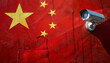 © Matthias - Surveillance camera as a symbol of control, surveillance, security. Flag of China.